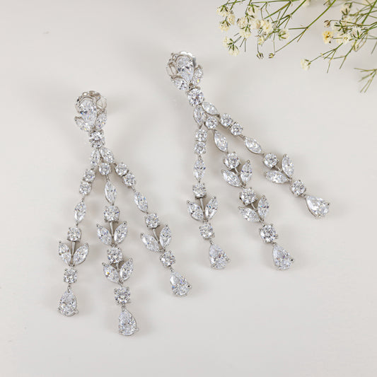 Elegant Silver Earrings with Swarovski Zirconia
