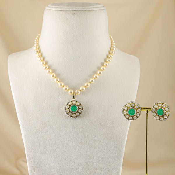 Sita Classic Pearls With Silver Necklace Set