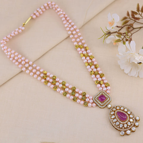 Vaishali Double Strand Pearl Beaded Necklace