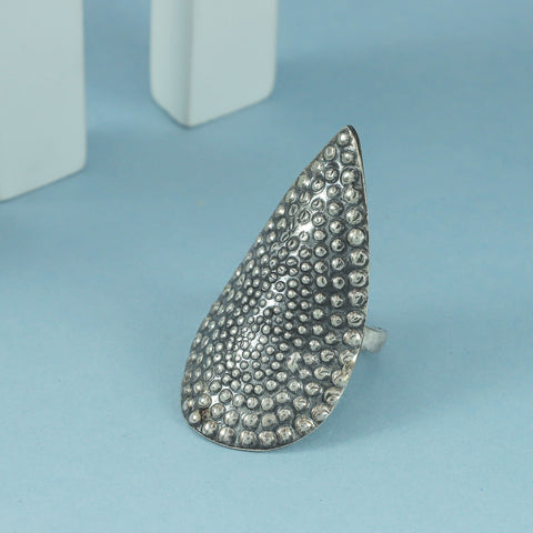 Anika Elegant  Textured Design Charm Silver Ring