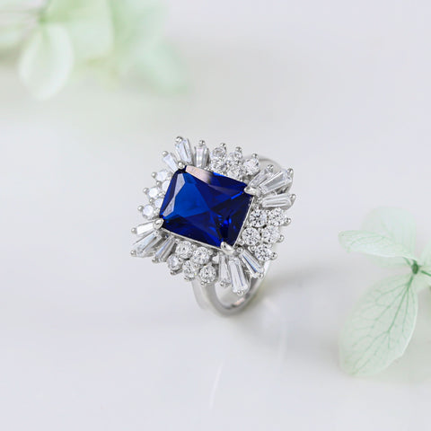 Kiara Blue Stone Cz Silver Ring