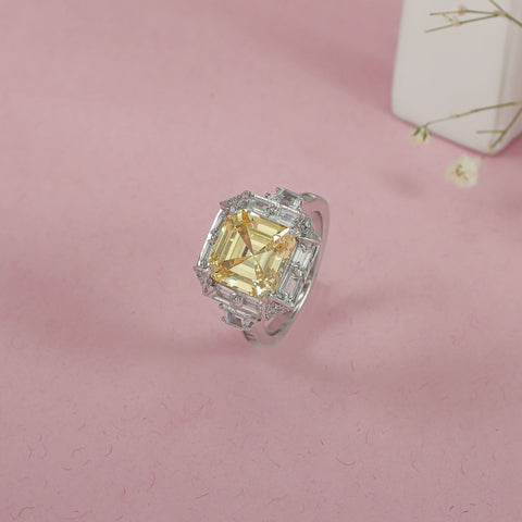 Jasmine  yellow stone Cz Silver Ring