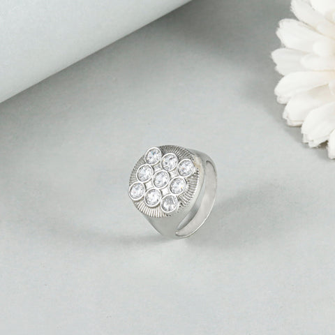 Kabir Cluster Stones Silver Cz Ring For Him