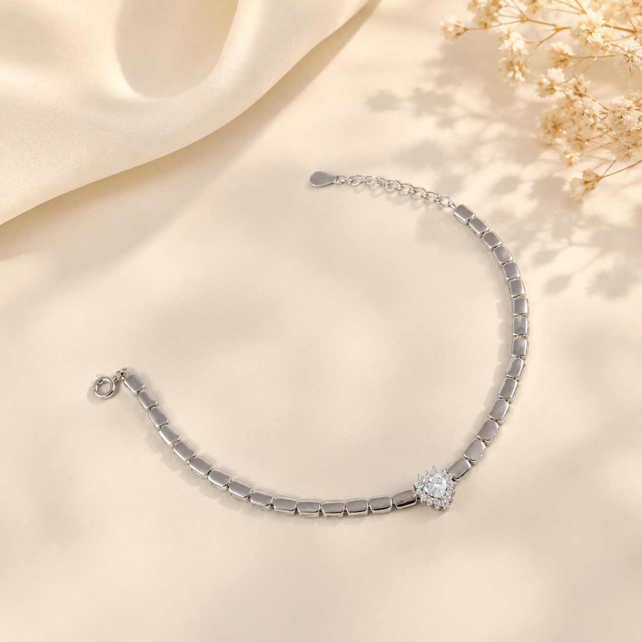 Snowflake Charm Silver Bracelet