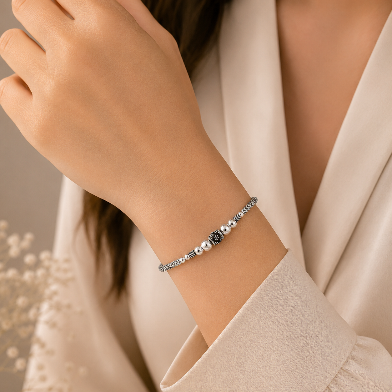 Regal Bead Silver Bracelet