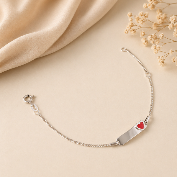 Red Heart Silver Bracelet For Him