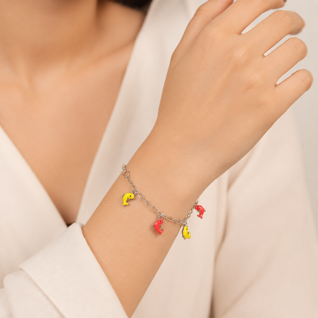 Playful Dolphin Silver Bracelet