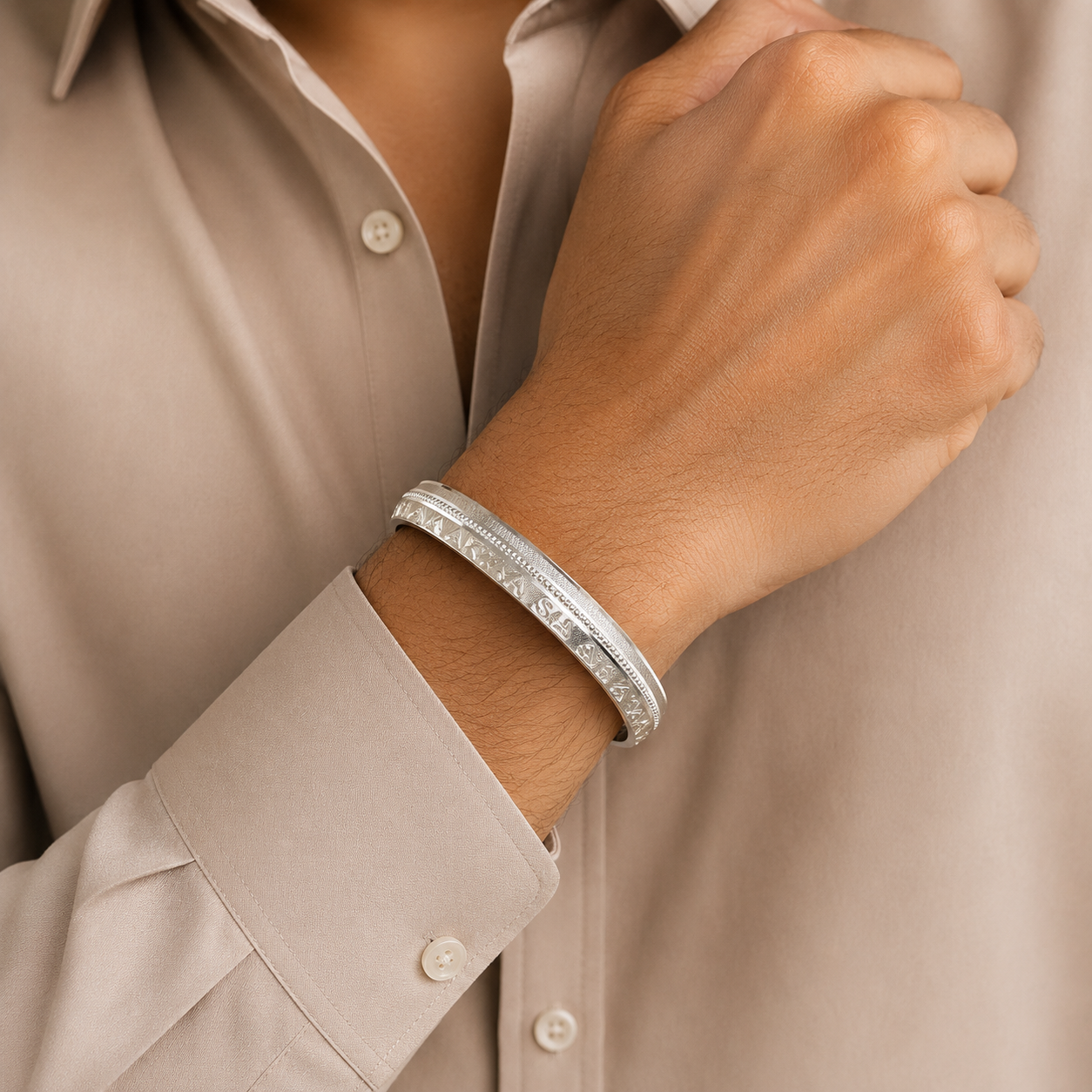 Eternal Shine Silver Kada For Him