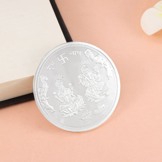 Alluring 100GM Lakshmi Ganesh Silver Coin