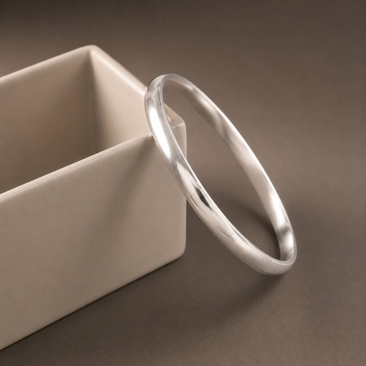 Minimal Shine Silver Kada For Him