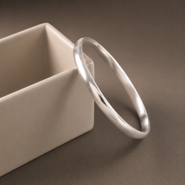 Minimal Shine Silver Kada For Him