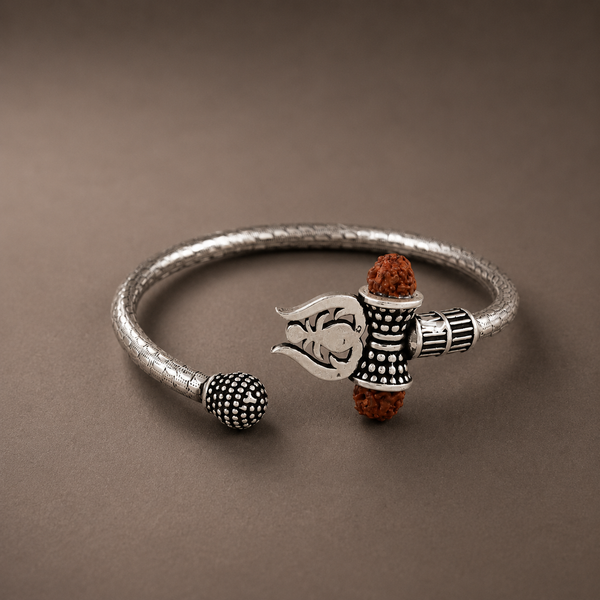 Shiv Shakti Silver Kada For Him