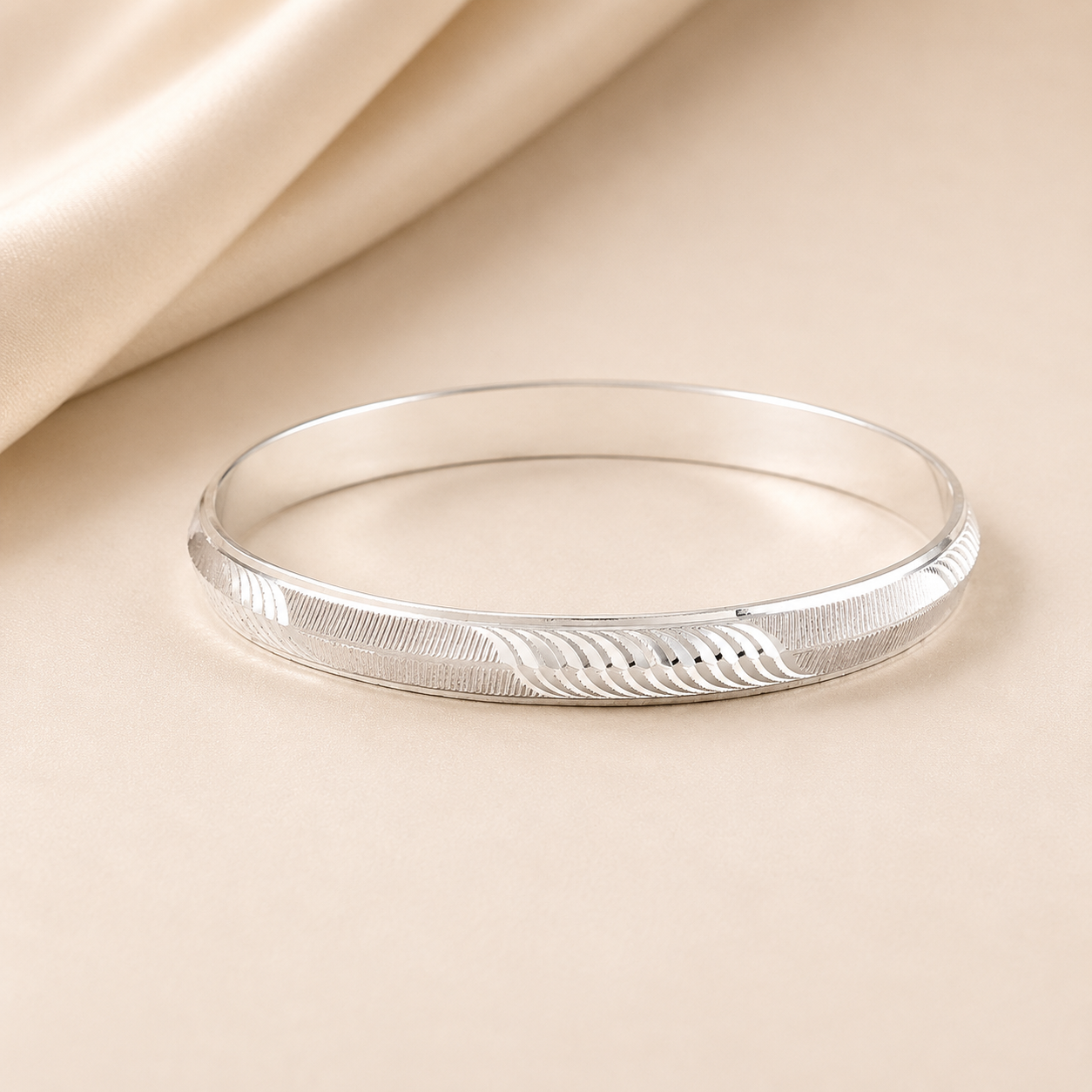 Luxe Wave Silver Kada For Him