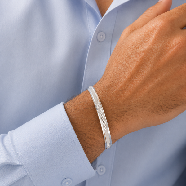 Luxe Wave Silver Kada For Him