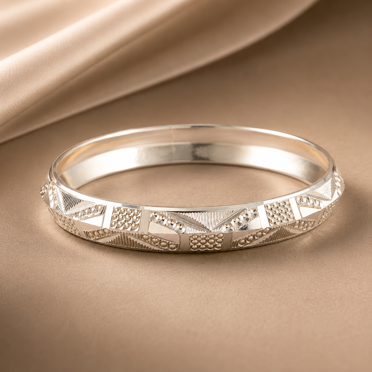 Geometric Silver Kada For Him