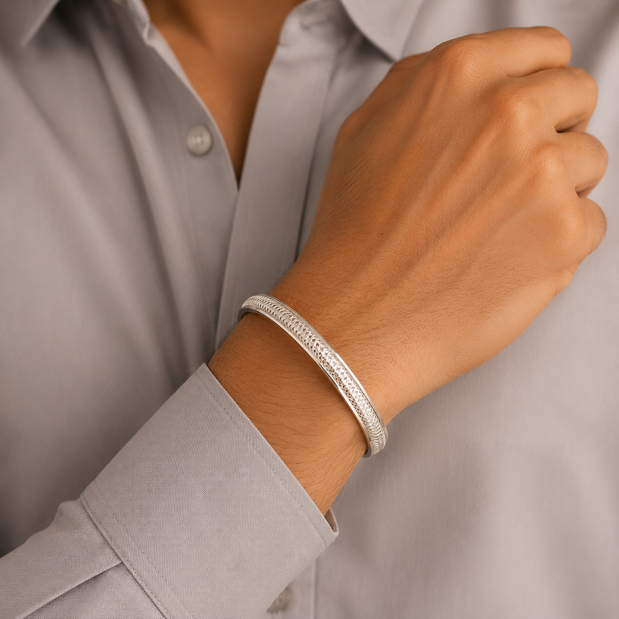 Elegance Silver Kada For Him