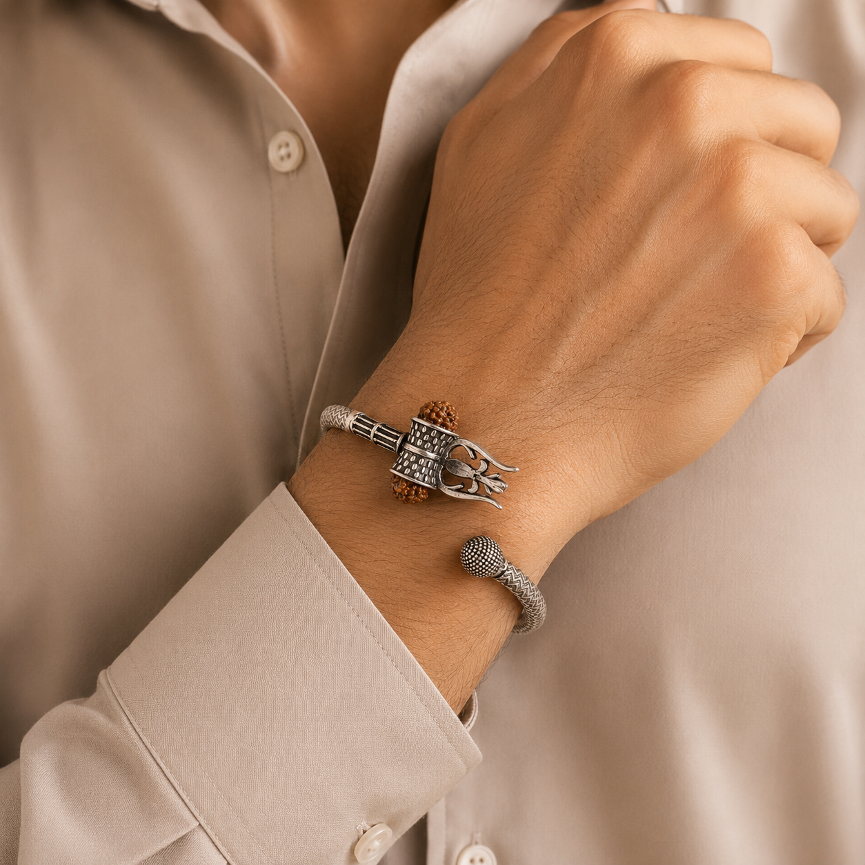 Rudra Trishul Silver Kada For Him