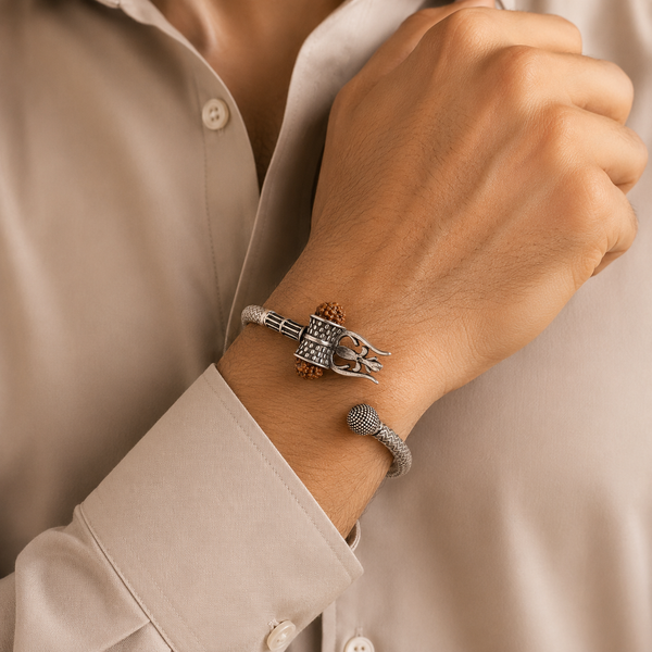 Rudra Trishul Silver Kada For Him