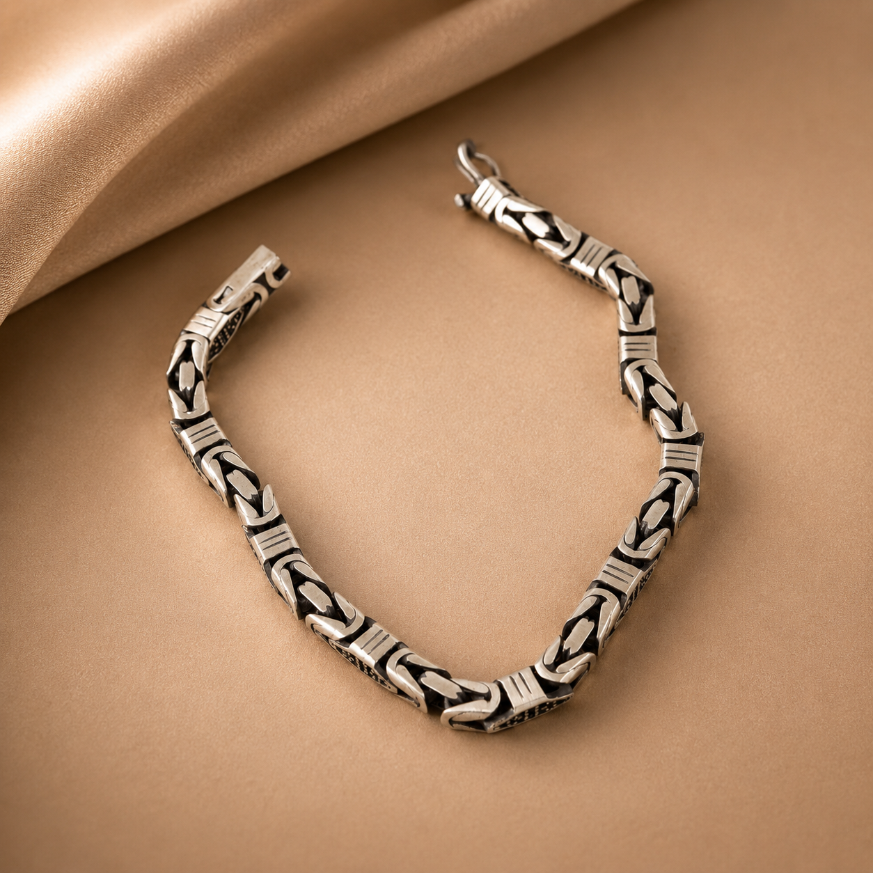 Byzantine Link Silver Bracelet For Him