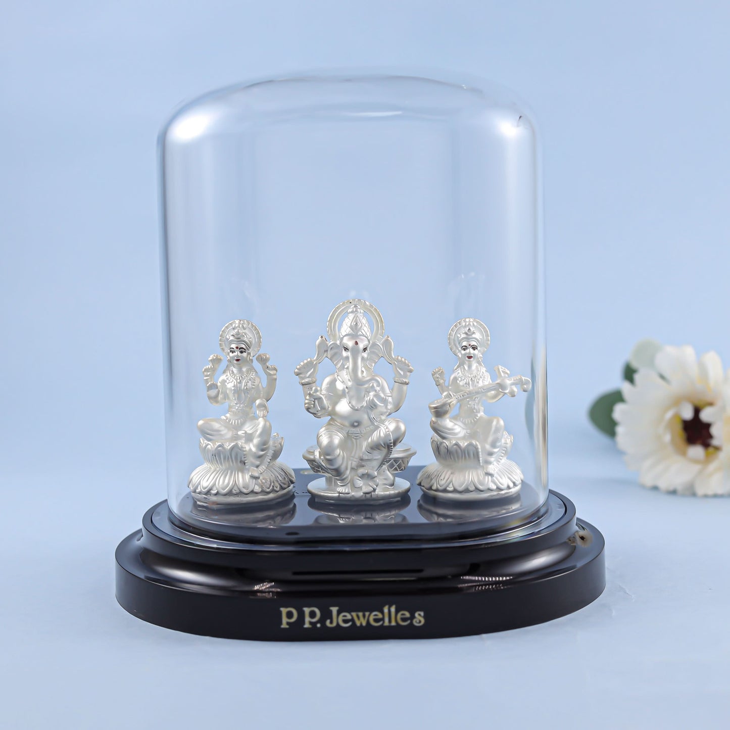 Lakshmi-Ganesha-Sarswati Silver Idol