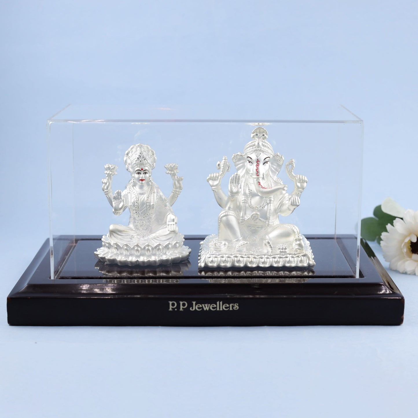 Divine Lakshmi-Ganesha Silver Idol