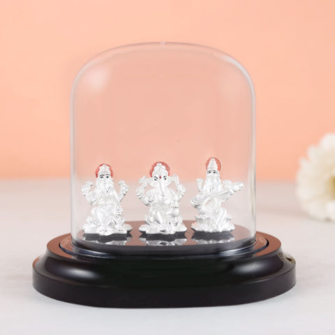 Lakshmi-Ganesha-Sarswati Silver Idol