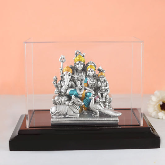 Beautiful Shiv Pariwar Silver Idol