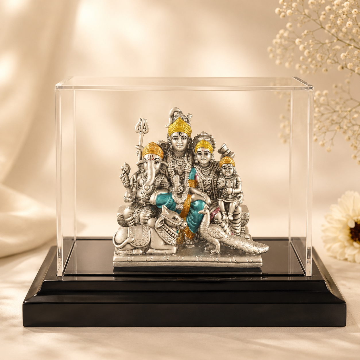 Beautiful Shiv Pariwar Silver Idol
