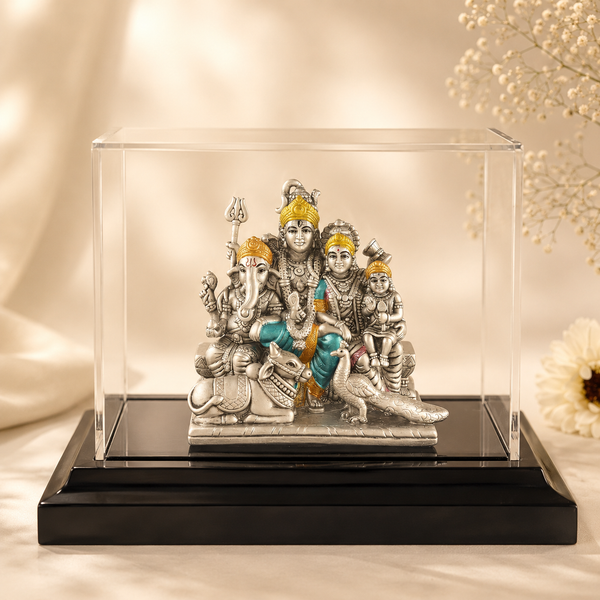 Beautiful Shiv Pariwar Silver Idol