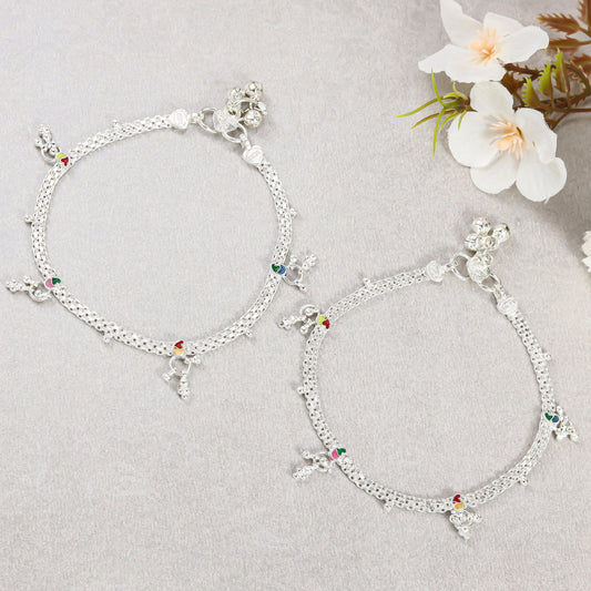 Kishi Alluring Silver Baby Anklets