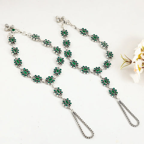 Shanya Elegant Floral Toe Silvber Anklets