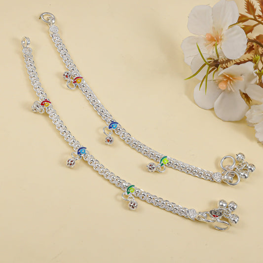 Sanvi Joyful Silver Baby Anklets