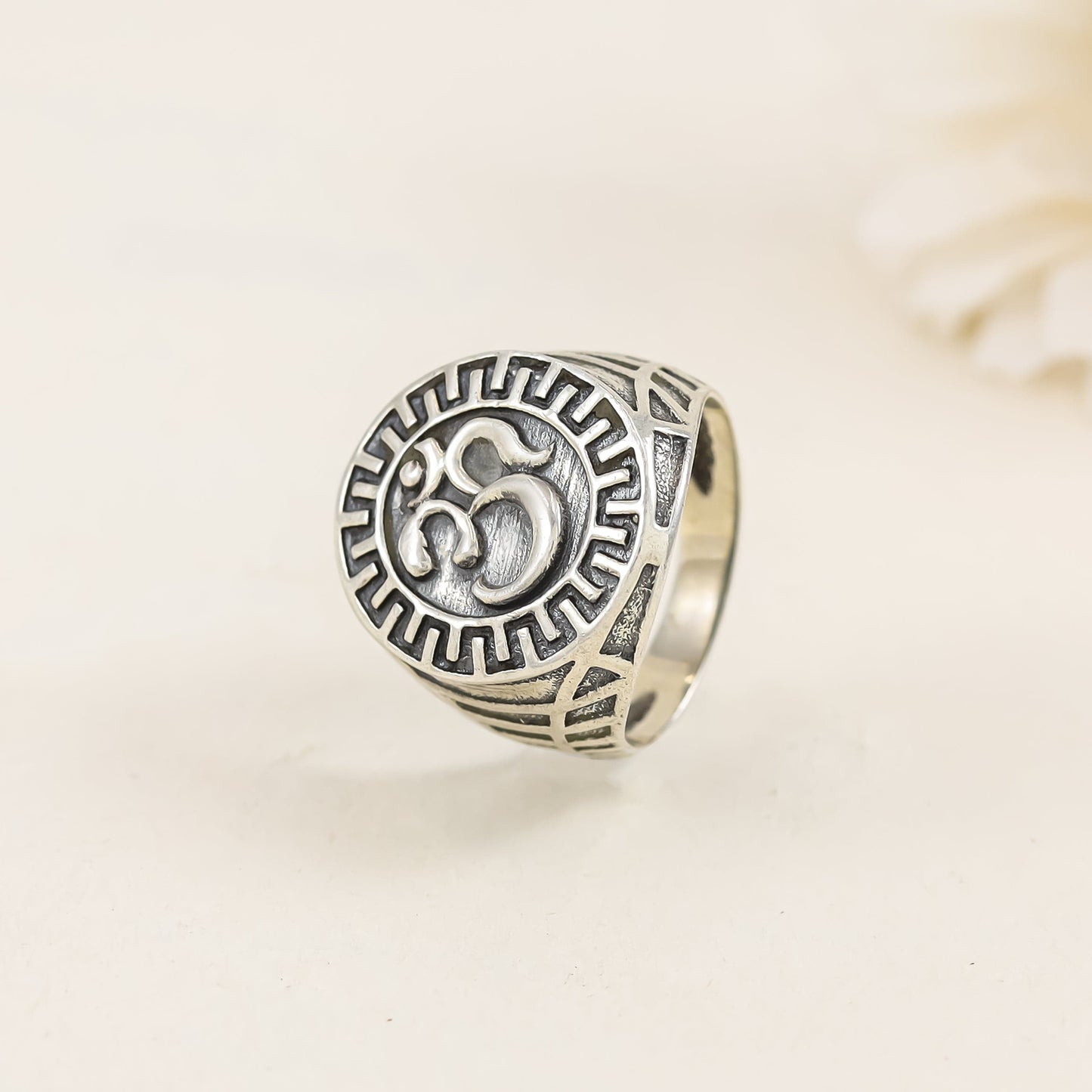 Classy OM Silver Ring For Him