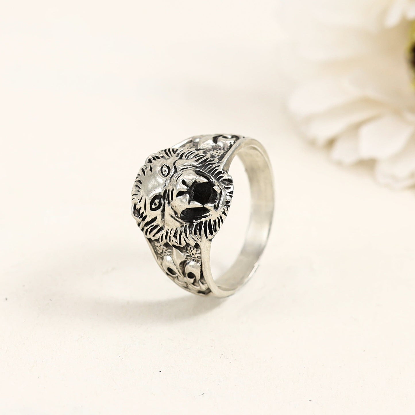 Ethereal Lion Silver Ring For Him