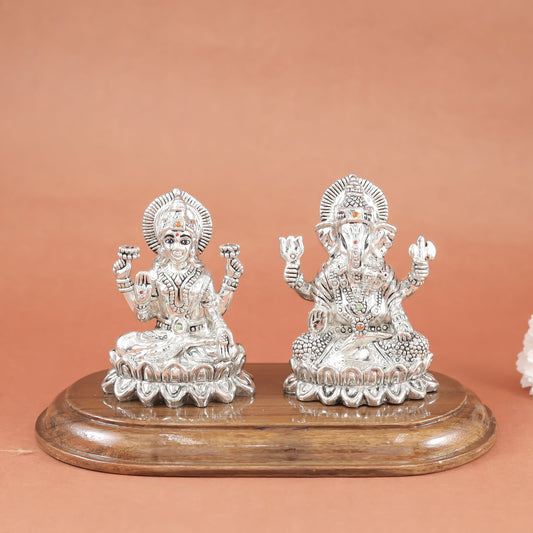 Classy Laxmi-Ganesh Silver Idol