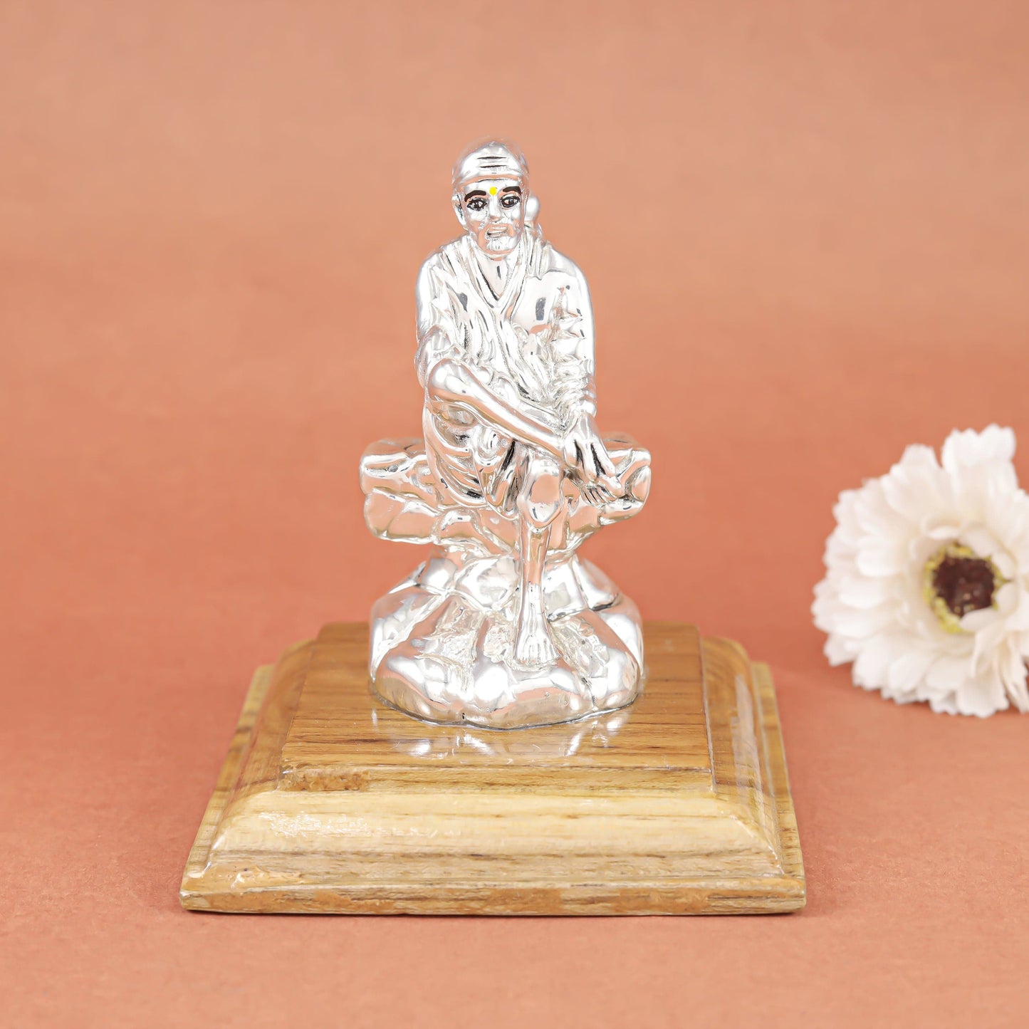 Pleasing Sai Baba Silver Idol