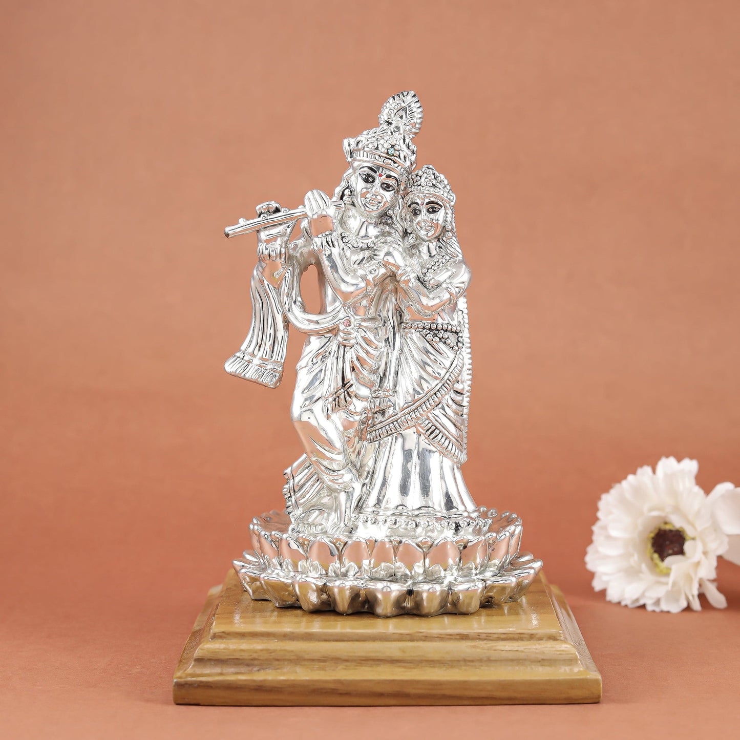 Beautiful Radha-Krishna Silver Idol