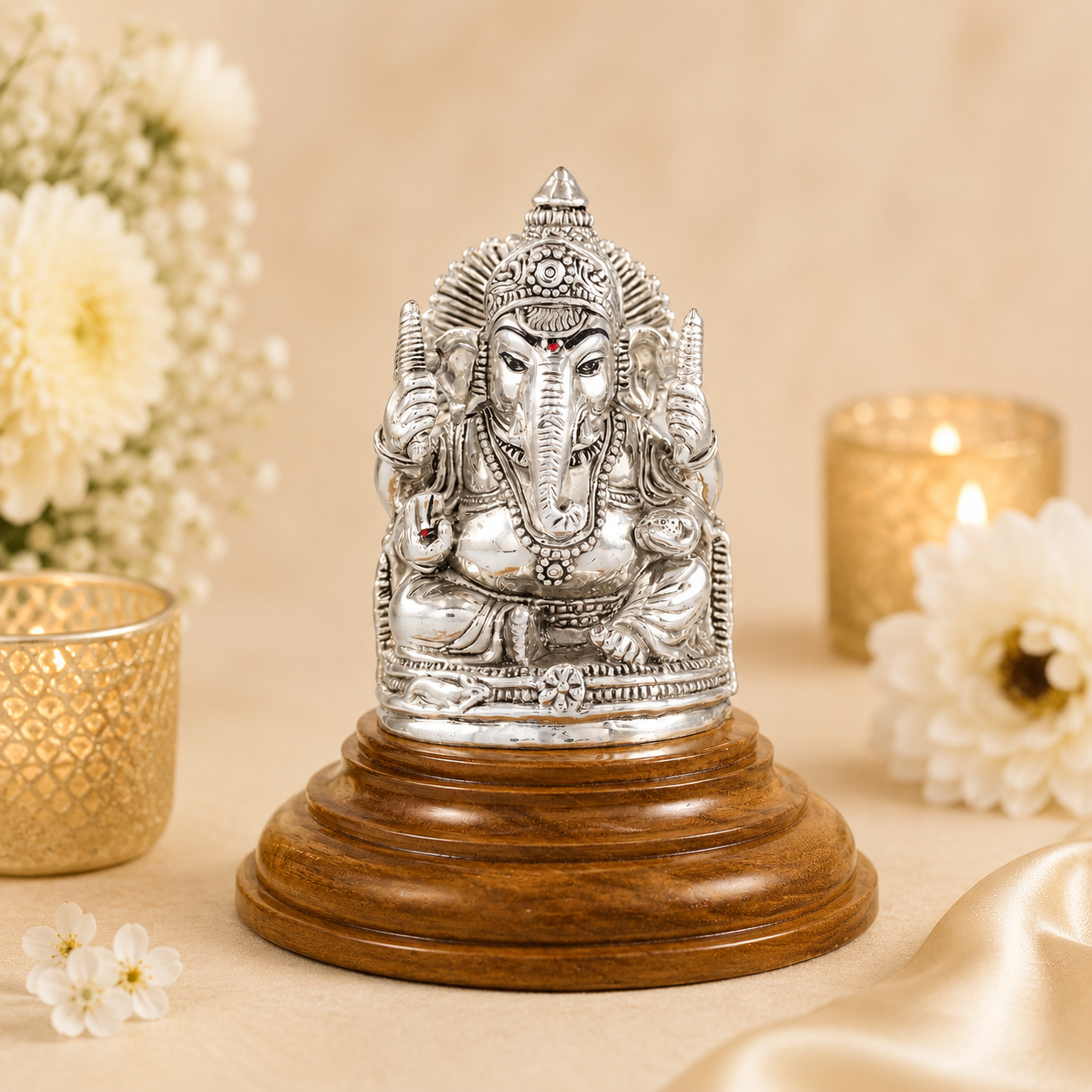 Classy Ganesha Silver Idol
