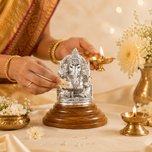 Classy Ganesha Silver Idol