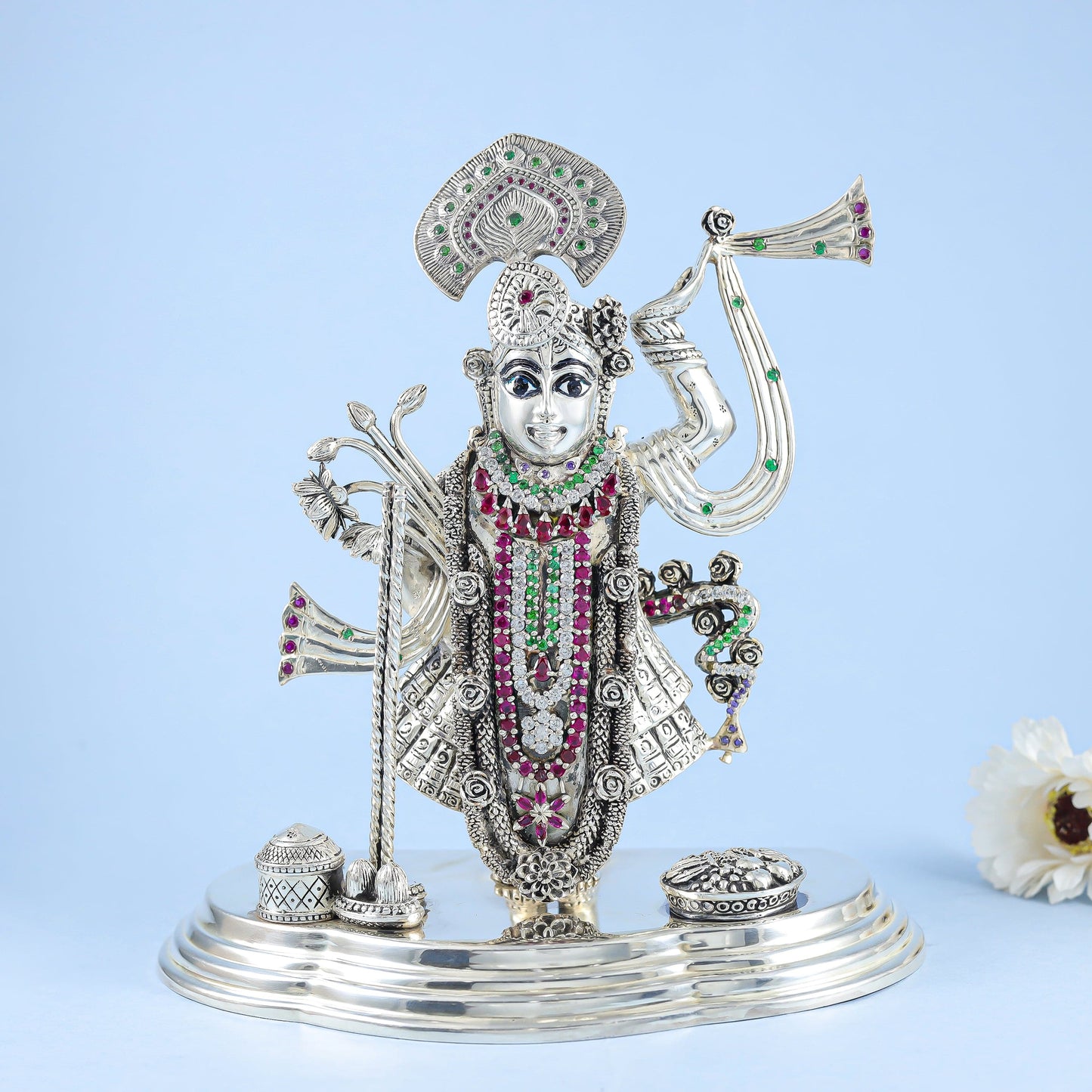 Pleasing Shree Naath Ji Silver Idol