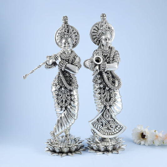 Ravishing Radha-Krishna Silver Idol