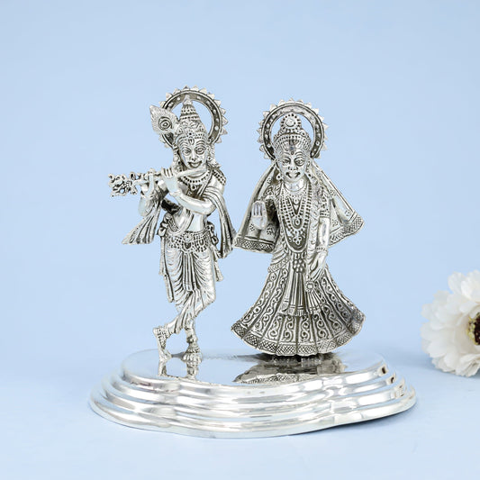 Lovely Radha-Krishna Silver Idol