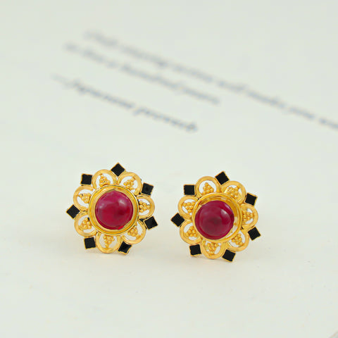 Vihanshi Floral Gold Stud Earrings