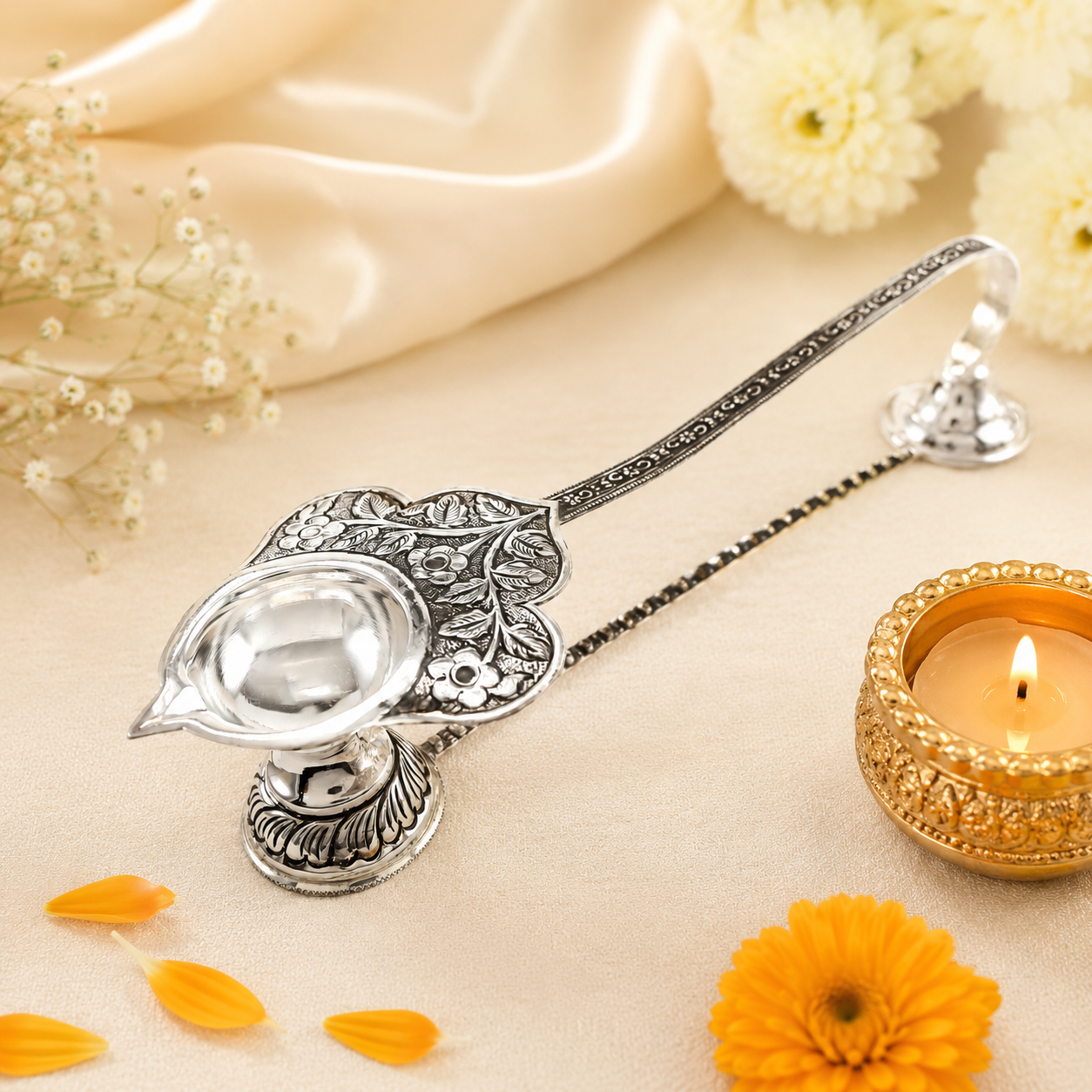 Fancy Antique Silver Jyot