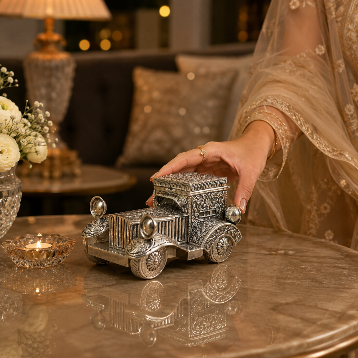 Antique Fancy Silver Car
