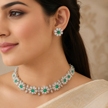 Nayra Green Aura Choker Set & Bracelet