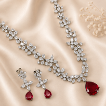 Aarohi Floral Ruby Shine Necklace Set