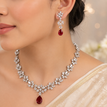 Aarohi Floral Ruby Shine Necklace Set