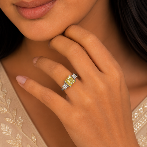 Riya Radiant Cut Yellow Gemstone Ring