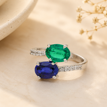 Diya Oval Cut Blue And Green Stone Ring